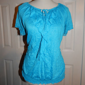 French Laundry Blue crinkle peasent top